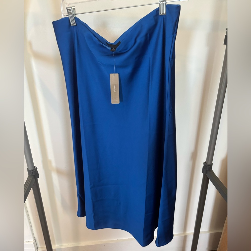 Silk Blue Midi Slip Skirt